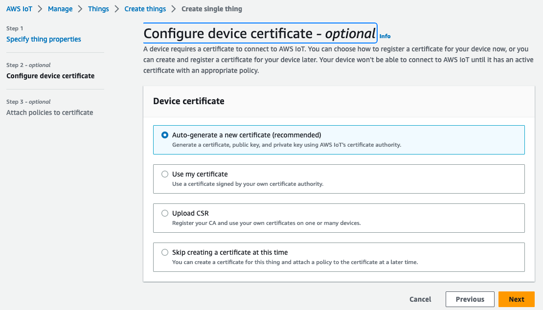 Create a new certificate